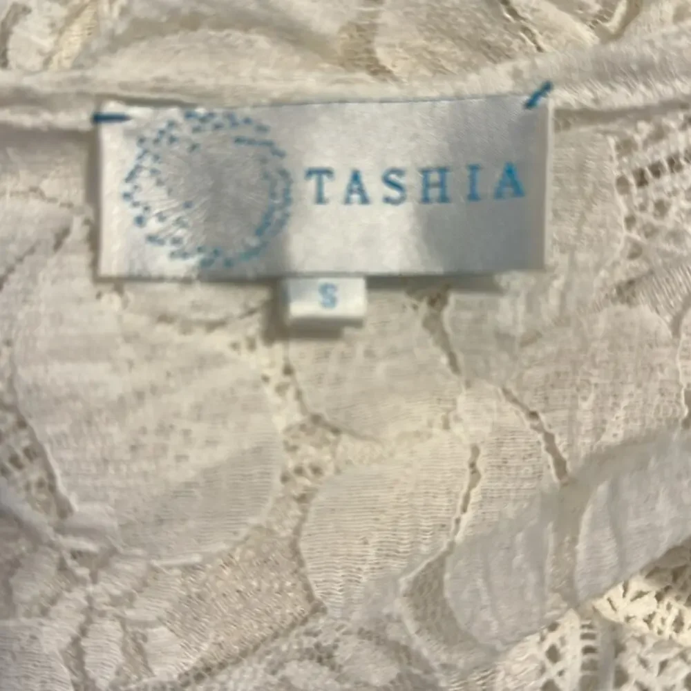 Tashia White Floral Lace Maxi Dress Crochet Trim Drawstring‎ Tassel Boho Small